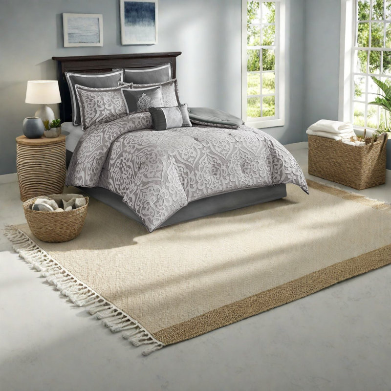 Luxueux ensembles de literie argentés pour la maison, jacquard en polyester de style élégant