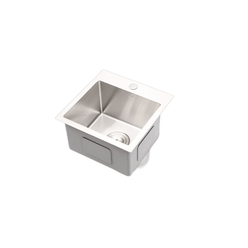 15X15x9" Drop-In Stainless Steel Sink, 16 Gauge, Rust & Wear , Soundproof Padding, Included Drying Rack And Template Drop-In Construction, Easy Drainage, With Pad