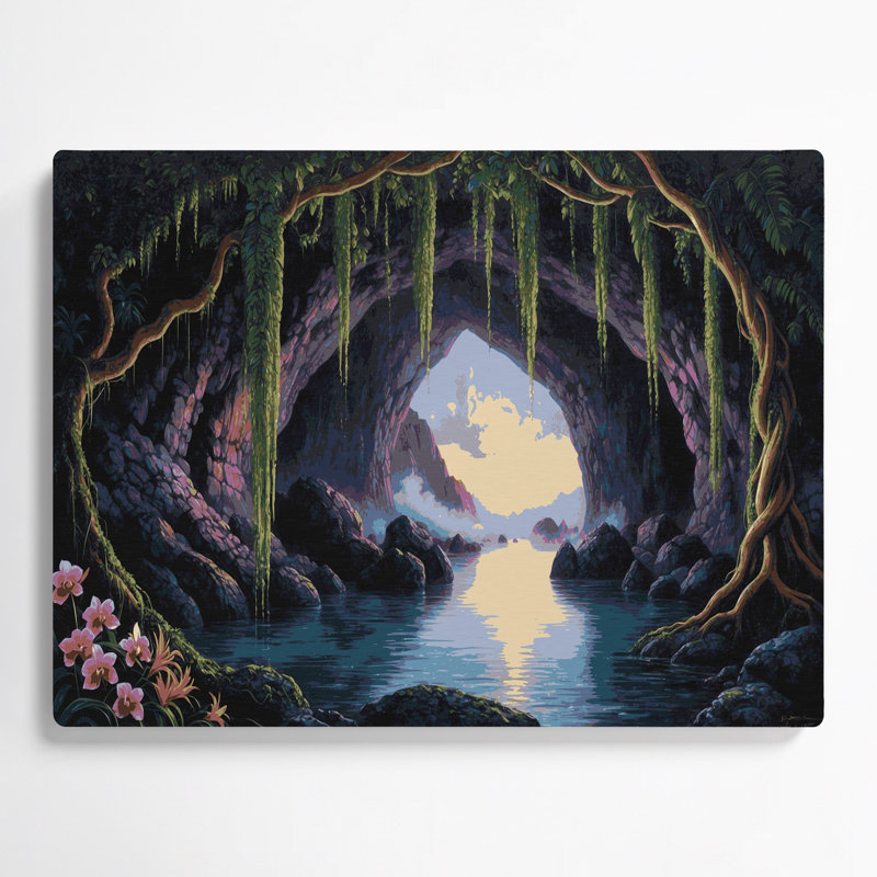 Art mural gris, ouvertures de grottes hawaïennes, H 11 po x l 14 po