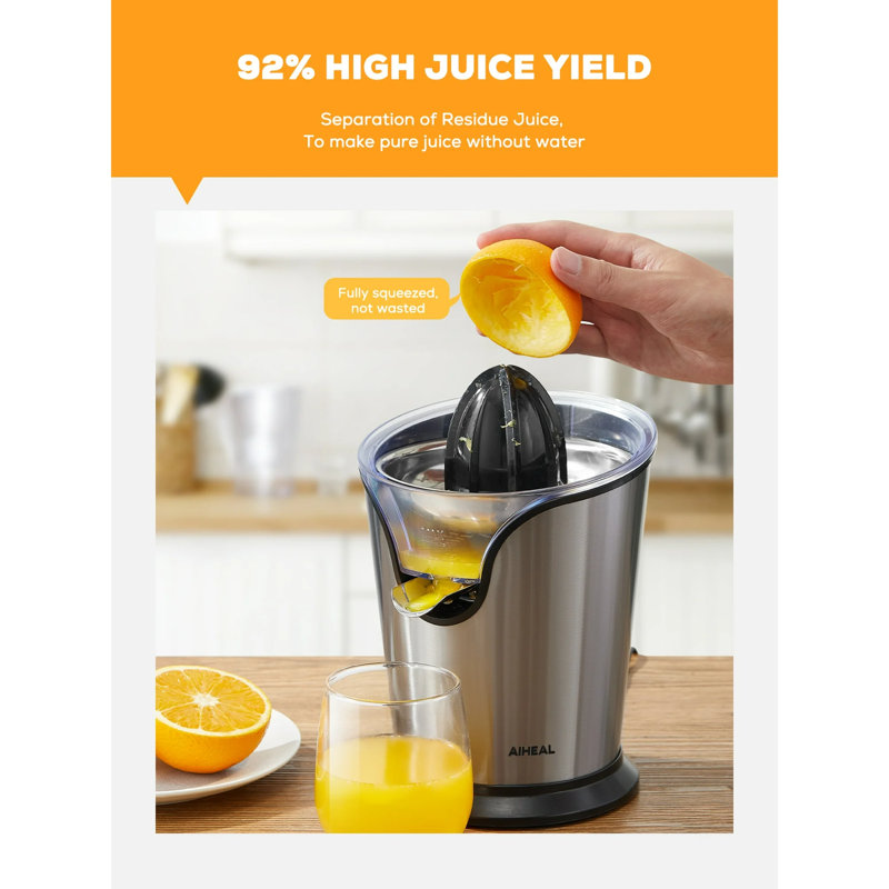 Electric Citrus Juicer, Aiheal Orange Juicer With Two Interchangeable Cones, Suitable For All Size Of Citrus Fruits