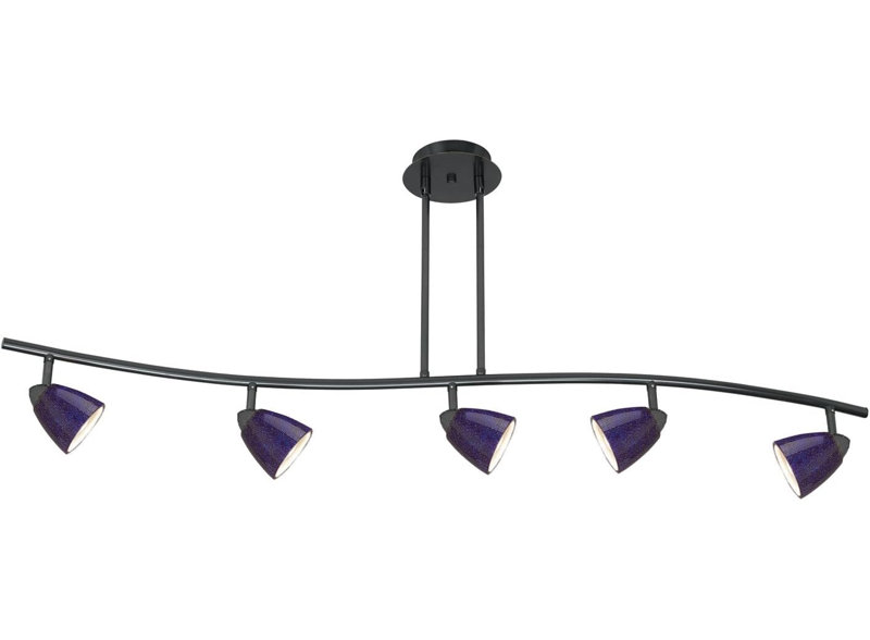 Cal Lighting Serpentine 5 Light Orbit Ceiling Fixture Dark Bronze with Blue Glass