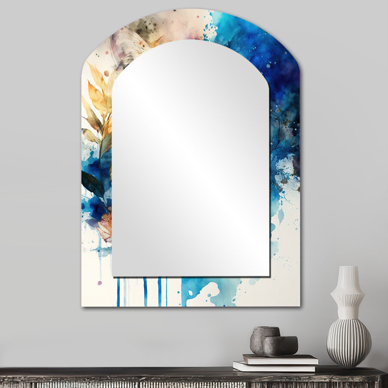 Portrait de tigre avec fleurs II - miroir mural chic et luxueux, 34 po x 25 po