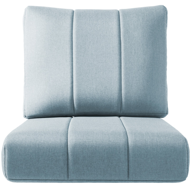 Forbell Outdoor Patio 6" Thick Seat & Back Furniture Cushion Set With Removable Cover, Light Blue, 1