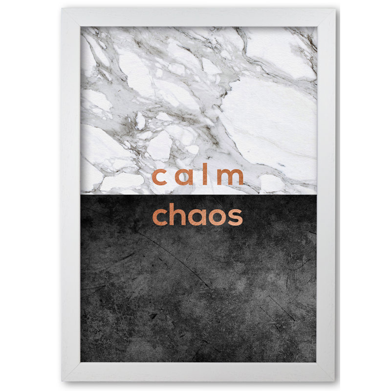 Calm Chaos Marble - Print, 30 cm H x 21 cm W x 5 cm D, White Grain Frame