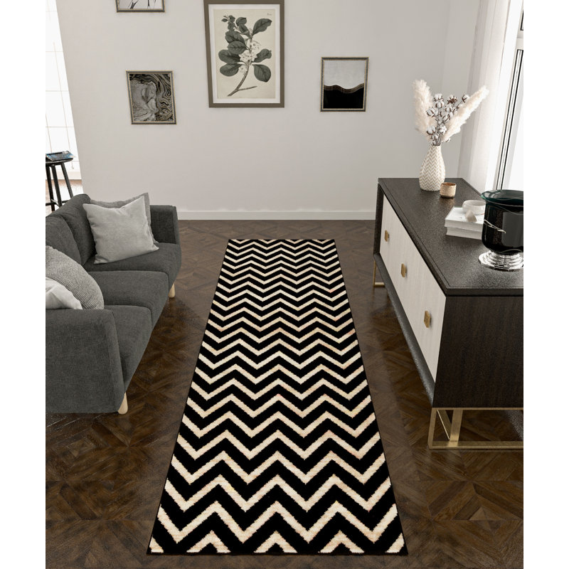 Wool Chevron Rug, Runner 2' x 8'
