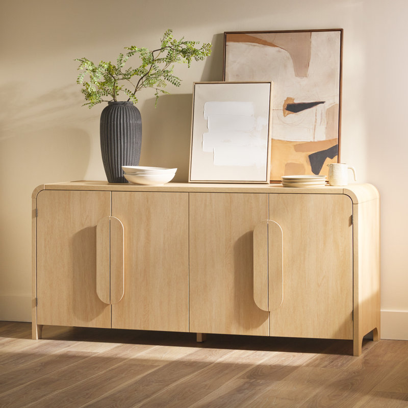 Sitarski Modern Sideboard with Rounded Edges, 30'' H x 64'' W x 20'' D, Coastal Oak