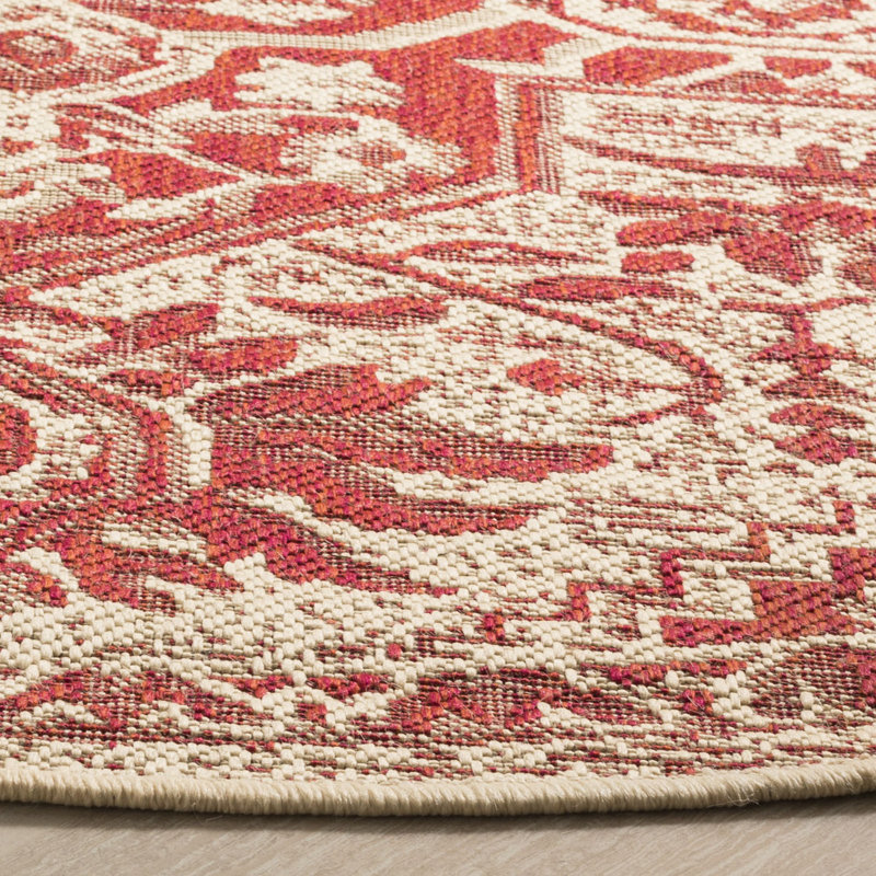 Donivin 100 Performance Oriental Indoor/Outdoor Area Rug, Round 6'7"