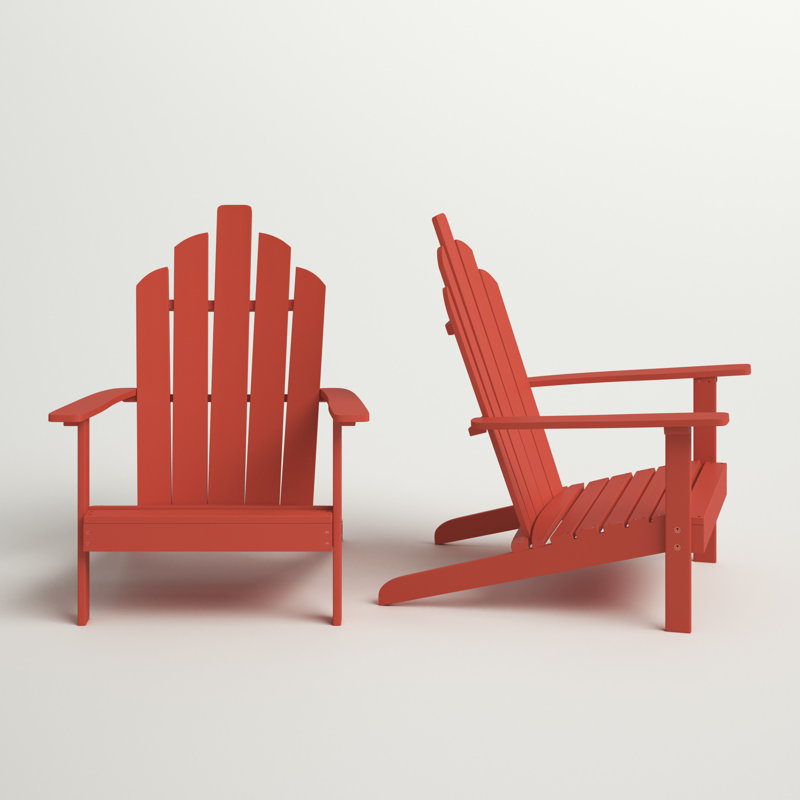 Chaise Adirondack en bois massif Ivania, Rouge