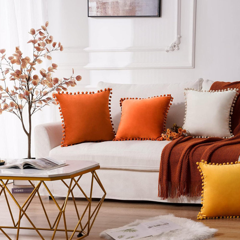 Housse de coussin en velours , Orange