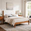 Structure de lit plateforme Mid-Century moderne avec tête de lit tapissier, support de lattes en bois massif, aucun sommier requis, assemblage facile, pleine grandeur, brun-129932400-129932402