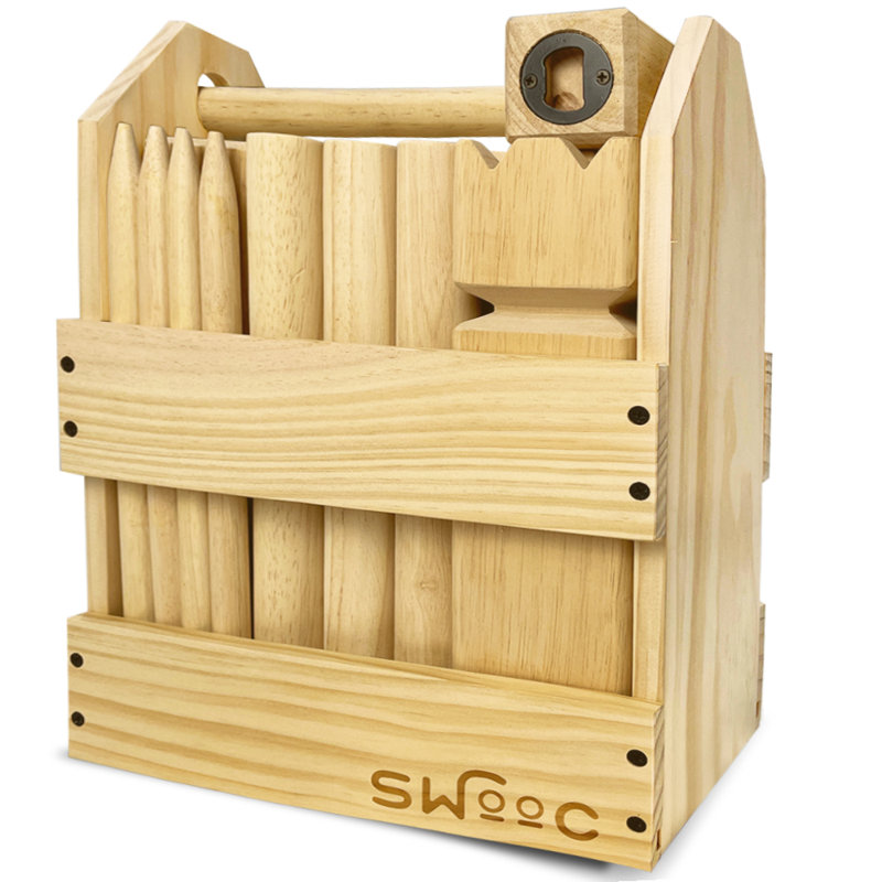 Jeu de cour Kubb avec caisse
