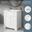 Meuble-lavabo moderne de 30 po avec lavabo en céramique et grand rangement blanc
