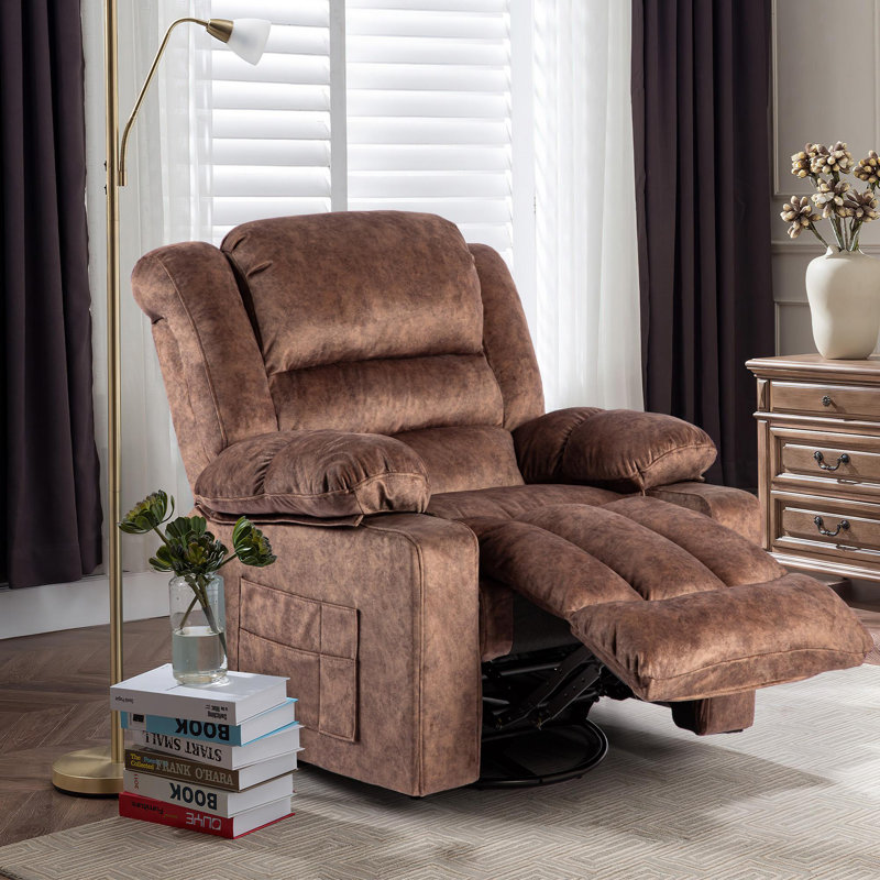 Fauteuil inclinable large et pivotant, Velours brun