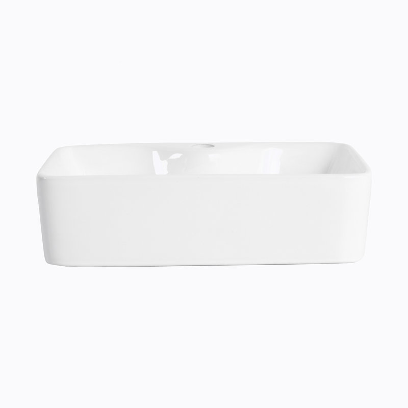 Ceramic Rectangular Above Counter White Bathroom Sink Art Basin