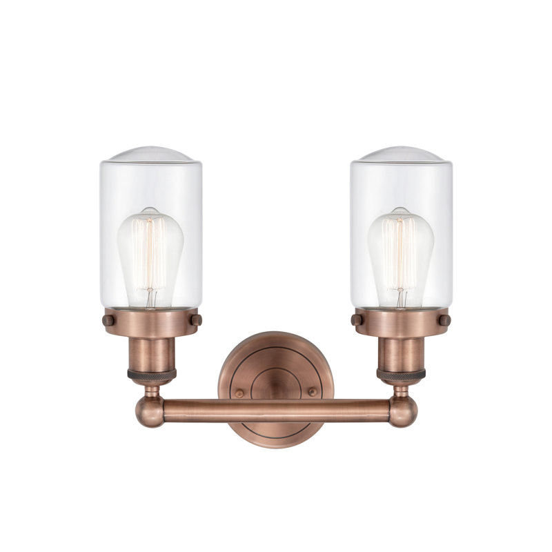 Erkson 2 - Light Dimmable Vanity Light, Clear, Antique Copper