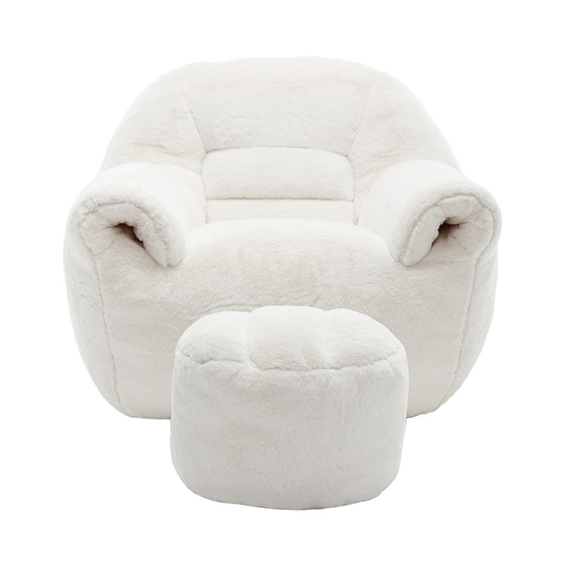 Bean Bag Chair, White Faux Fur