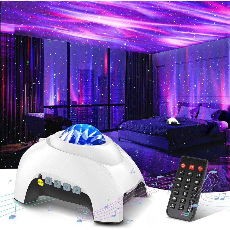 Projecteur Aurora Northern Galaxy Light avec 33 effets de lumière, veilleuse à DEL pour la nébuleuse de la chambre à coucher, télécommande, bruits, haut-parleur Bluetooth pour les fêtes