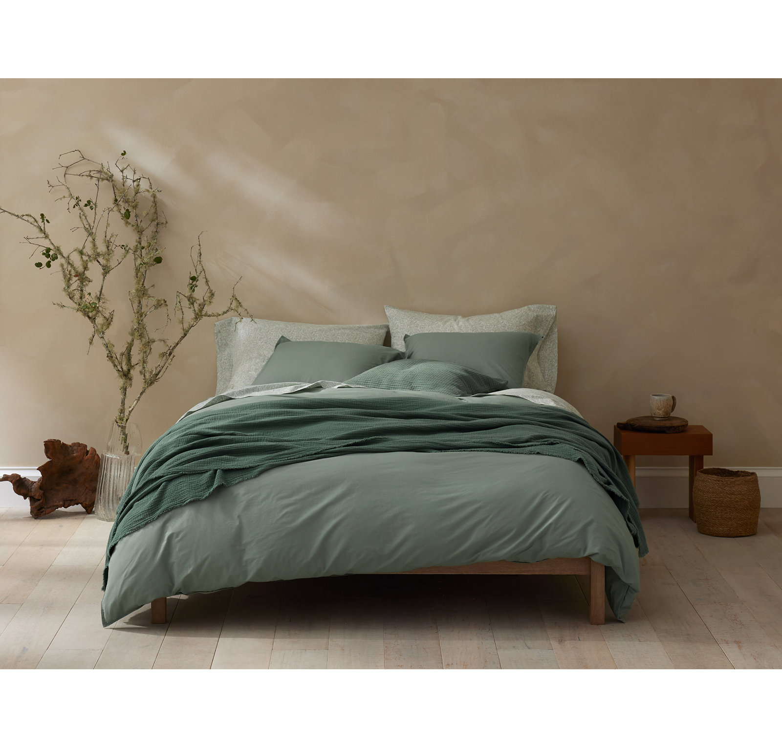 Organic Cotton Duvet Cover Set, King/Cal King Duvet Cover, Sage