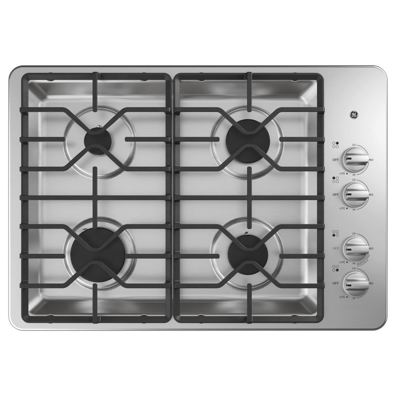 Built-in 30" Gas Cooktop with 4 Burners, Stainless Steel