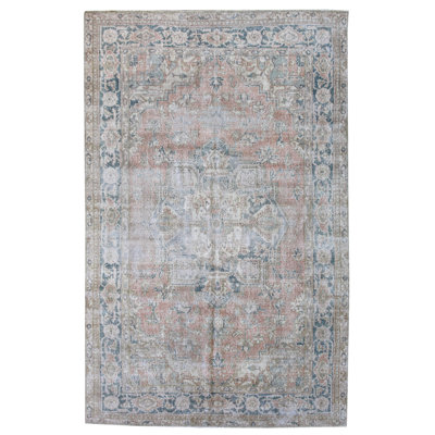 Heriz One-of-a-Kind Rectangle 6'4" x 10' 1940s Rectangle Wool Area Rug in
