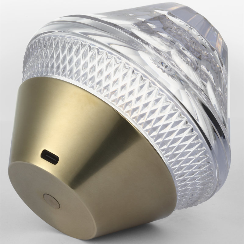 Waterford Copper Coast 5" Rechargeable Accent Lamp with Clear Crystal, Gold