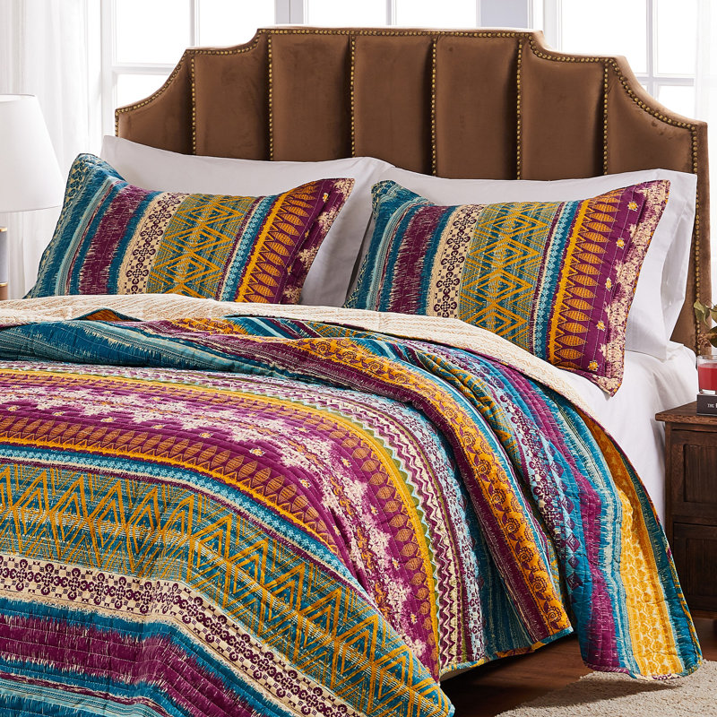 Ensemble de courtepointe pour grand lit 3 pièces Greenland Home Fashions Southwest Siesta 90 x 90 + 20 x 26 (2)