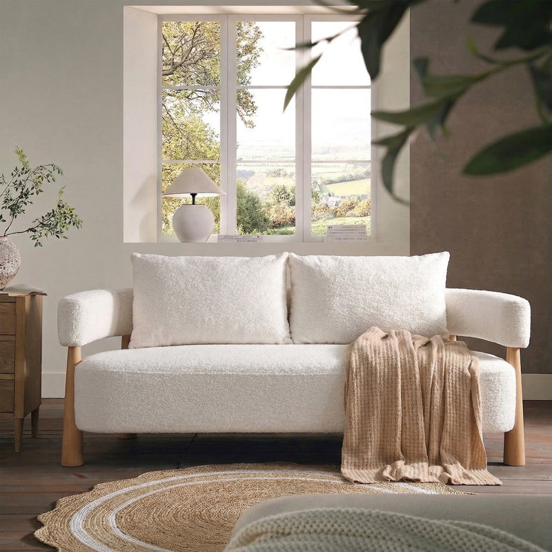 Premium Loveseat  67'' Upholstered Solid Loveseat, Cream