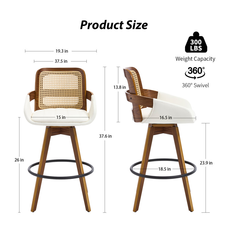 Swivel Bar & Counter Stool, White