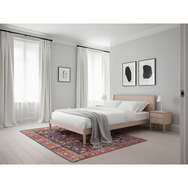 Tapis bleu marine oriental, Rectangle 5 pi x 7 pi
