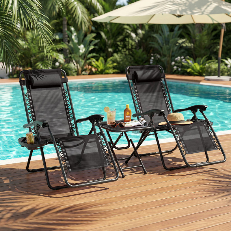 Chaises longues d'extérieur Zero Gravity, Noir