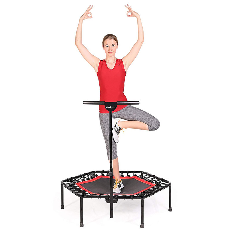 Vivora Hexagon Fitness Trampoline with Handlebar, Black/Orange
