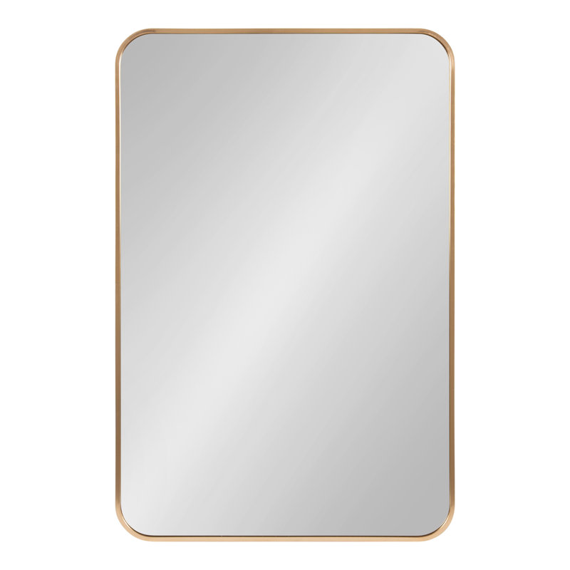 Anacleta Radius Rectangle Framed Wall Mirror, Gold, 30" x 20"