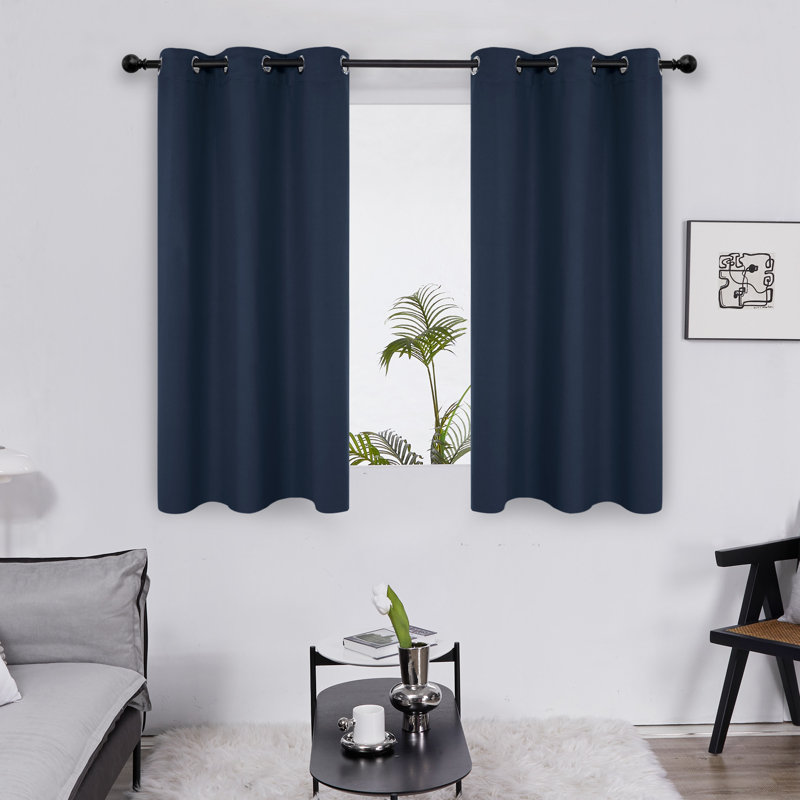 Frome Room Darkening Curtain Pair, 38" W x 63" L, Navy Blue