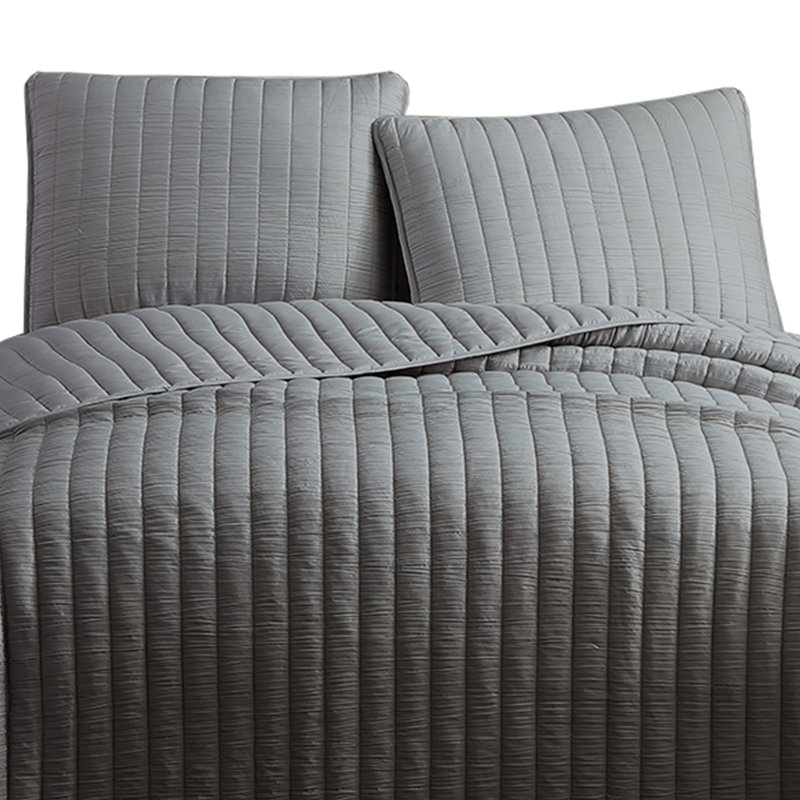 Ensemble de couvre-lit en microfibre 3 pièces , Édredon grande + 2 pièces supplémentaires, Gris