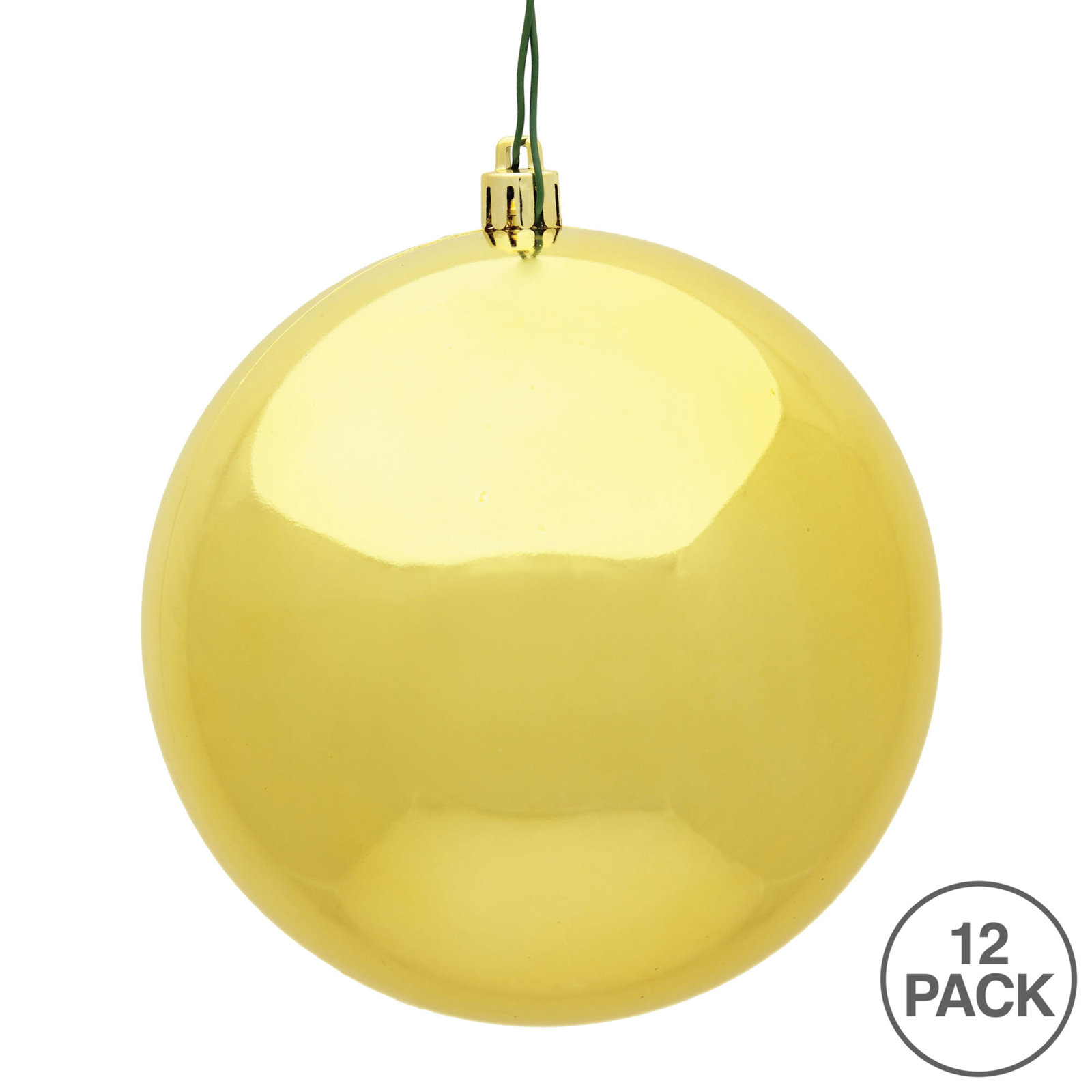 Holiday Décor Ball Ornament, Honey Gold Shiny, 3" H x 3" W x 3" D