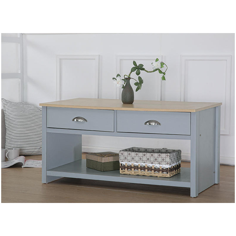 Caronni Sled Coffee Table with Storage, Grey