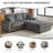 Hokku Designs 84" Oversized Upholstered 3-Seater Chaise Lounge Indoor With Cup Holder And Storage-813188982