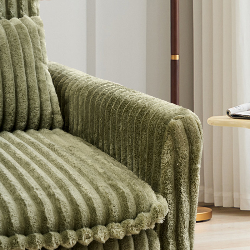 Modern 3 In 1 Convertible Sofa Bed,Sleeper Sofa With Pillows, Green Corduroy