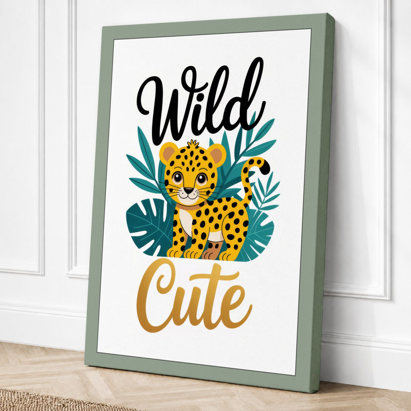 Wild Cute Leopard Modern - Print, 30x20 - 76.2 x 50.8 cm, Sage Border