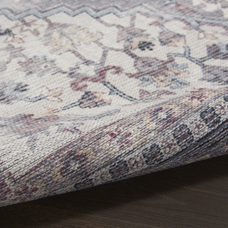 Machine Washable Oriental Gray Area Rug, Runner 2' x 6'