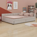 Upholstered Platform Bed With USB And 2 Drawers