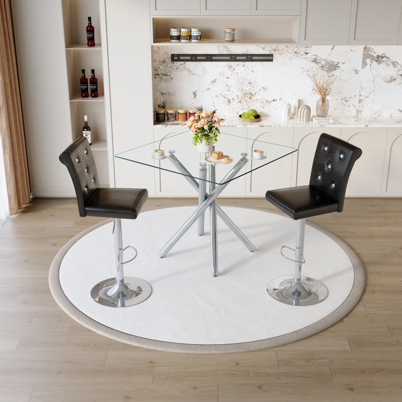 Ensemble de bar de patio moderne peu encombrant, en métal et en cuir synthétique, pour la cuisine et la maison