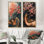 Golden Cherry Blossom Tree Garden Of Dark Beauty I - Collection d'art floral sur toile 2 pièces