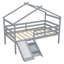 Lit mezzanine bas avec glissade, échelle, barrières de sécurité, cadre de toit de maison-1584893759