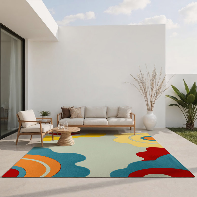 Zesty Wave Indoor And Outdoor Area Rug, Rectangle 9' x 12'