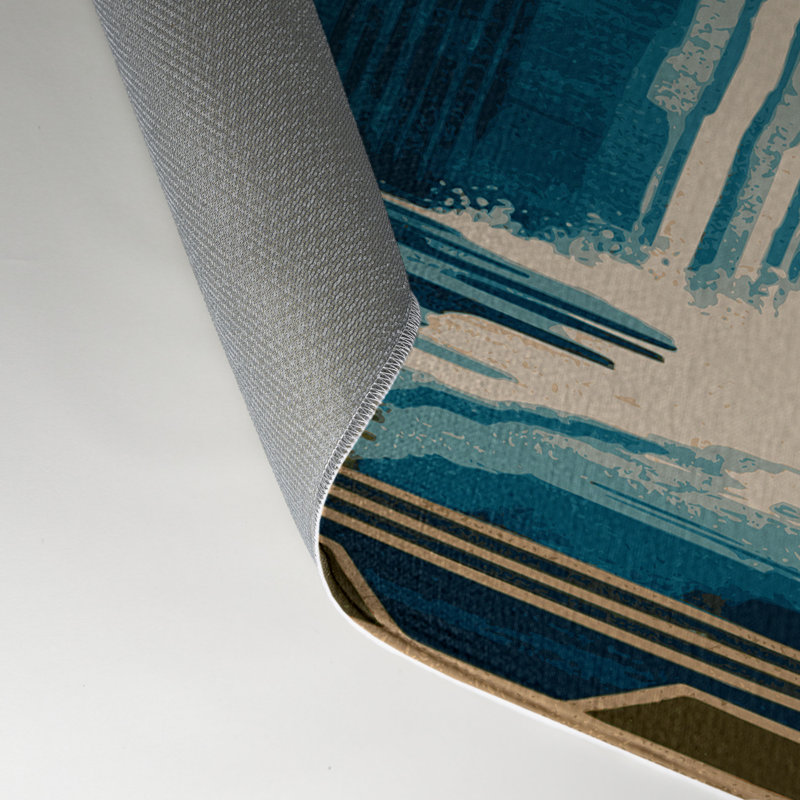 ArtDeco Blue Indoor and Outdoor Area Rug, Rectangle 5' x 7'