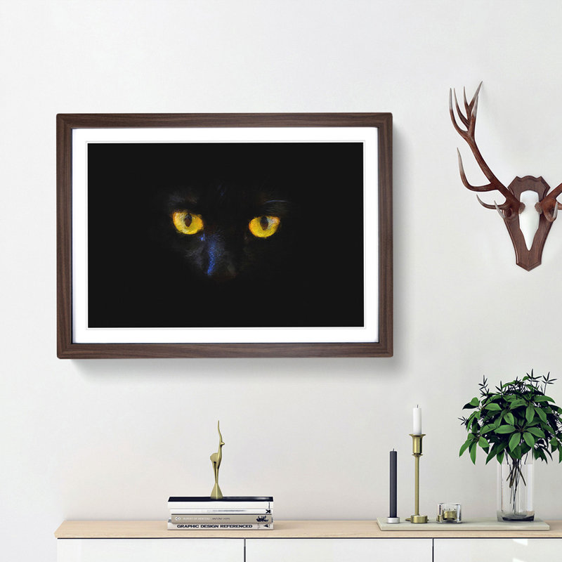 Eyes of a Cat - Picture Frame Graphic Art Print, Walnut Framed, 33cm H x 45cm W x 2cm D