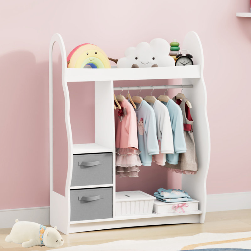 Manufactured Wood Wardrobe, White/Gray