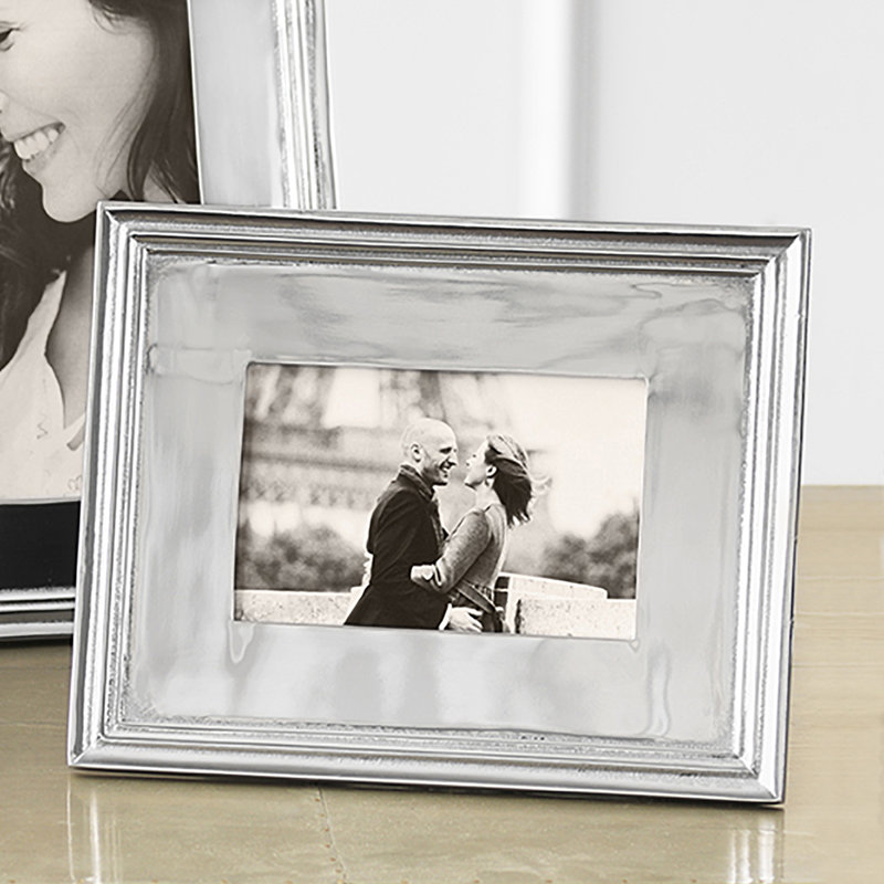 Classic Silver Metal Beveled Picture Frame, 9" H x 11" W
