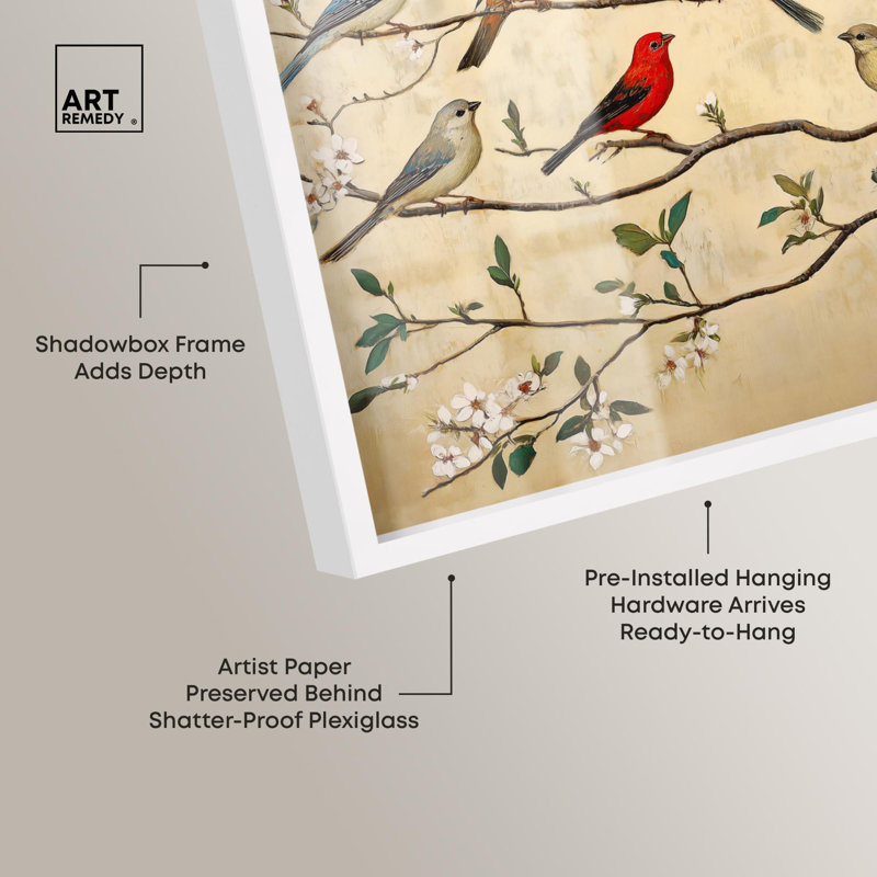 «Arboreal Aria II Shadowbox Print Landscape» par Art Remedy, H 17 po x l 25 po, Blanc